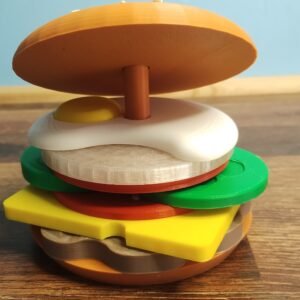 Hamburguesa Montessori 3D – Juego de Apilado y Ensartado