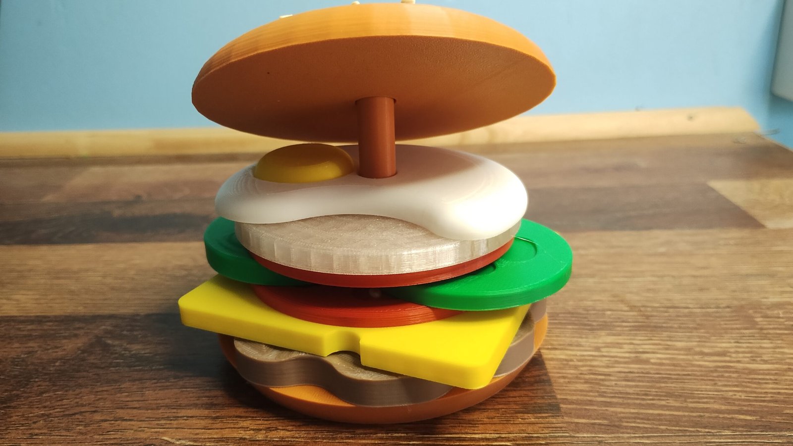 Hamburguesa Montessori 3D – Juego de Apilado y Ensartado